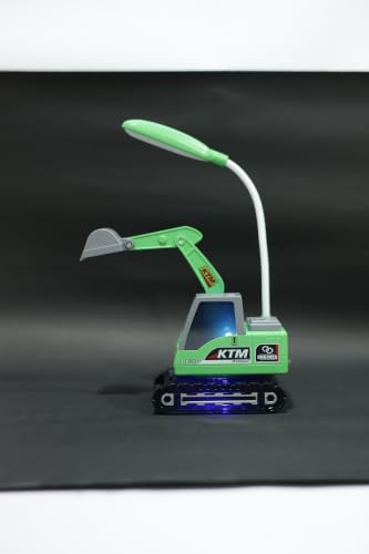 Image of Lexton 12 Inch Rechargeable Excavator Desk Lamp | LED Study Table Lamp with USB Charging Port, 360 Rotatable Neck, Phone Holder, Pencil Sharpener, Storage Box & ON /Off Button for Kids