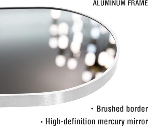 OGCAU 76"x34" Arched Full Length Mirror, Hanging Leaning or Standing Full Body Mirror, Wall Mounted Mirror with Aluminum Frame for Living Room, Bedroom or Cloakroom (White) - Image 6