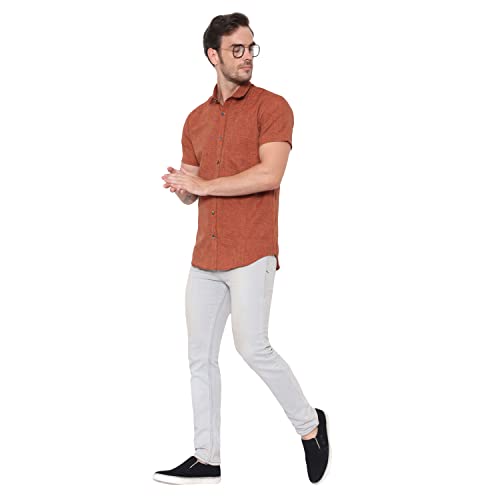 Image of LATEST CHIKAN Men's Cotton Blend Textured Half Sleeves Shirt