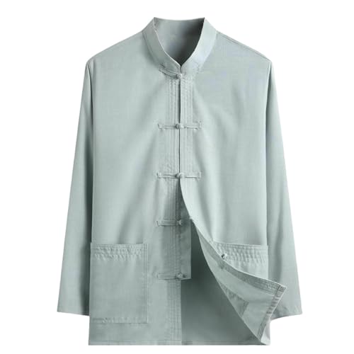Chemise style chinois homme coton lin manches longues vêtement traditionnel