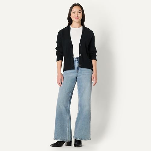 Image of Amazon Essentials Women's Soft Touch Ribbed Blouson V-Neck Cardigan Sweater