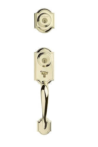 Kwikset Montara Front Door Lock Handle and Deadbolt Set, Entry Handleset Exterior with Interior Door Knob, Polished Brass, Pick Resistant SmartKey Rekey Deadbolt Security - image 4
