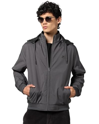 Image of Qube By Fort Collins Men's Polyester Standard Length Regular Fit Reversible Winter Jacket with Ribbed Cuffs & Hood - Warm, Stylish & Versatile