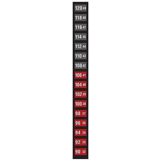 Digi-Sense Reversible 16-Point Vertical Temperature Label Black/Red, 32-49C/90-120F; 10/Pk