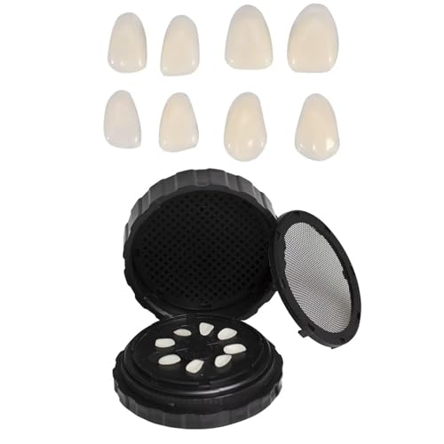 Image of Dental Veneer Processing Case, 8-Slot Tooth-Position Tray, Plastic Mesh Lid, Replaceable Adhesive Pad, 100mm Round Organizer for Porcelain Veneers and Crowns, Lab, Clinic and Home Use