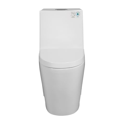 Inodoro de una pieza alargado, altura cómoda ADA, montado en piso, doble descarga 1,1/1,6 GPF, certificado WaterSense, con asiento de cierre suave, descarga por sifón MaP 1000 g, cerámica blanca miniatura 3