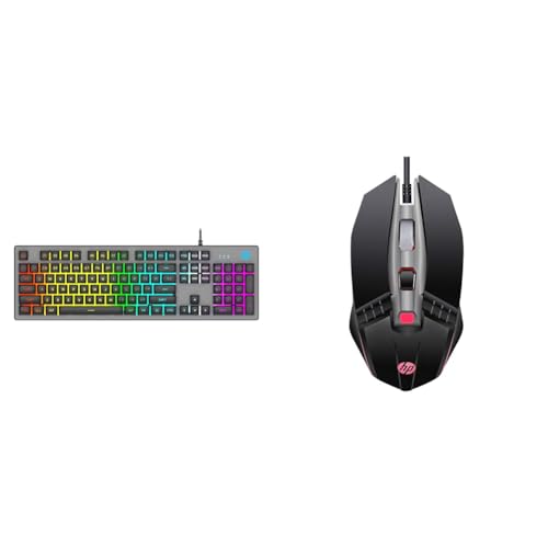 Image of HP K500F Backlit Membrane Wired Gaming Keyboard with Mixed Color Lighting, Metal Panel with Logo Lig