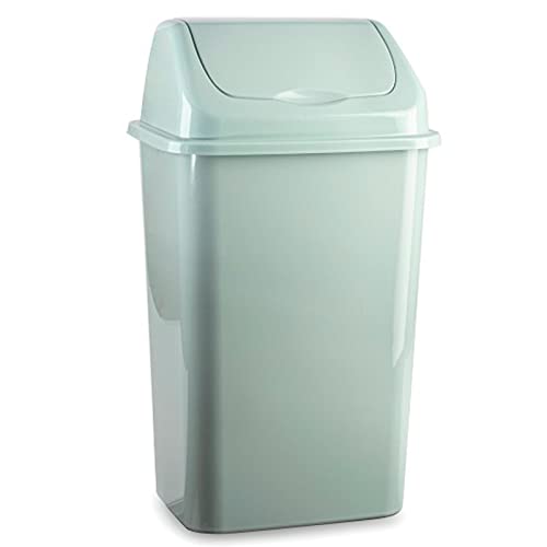 Acan Tradineur - Papelera de plástico con Tapa basculante, Cubo Basura Ligero, Resistente, baño, Cocina, Oficina, Fabricada en España (30 litros, 58,5 x 33,5 x 27,2 cm, Color Pastel Aleatorio)