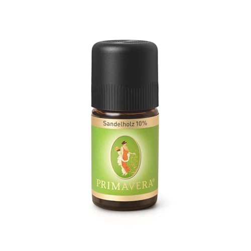 PRIMAVERA Ätherisches Öl Sandelholz 10% 5 ml - ideales Duftöl für die Aromatherapie, entspannend & erdend, Duft: holzig, warm - vegan