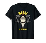 Metal Is Religion Satanisme Baphomet Crâne Pentagramme T-Shirt