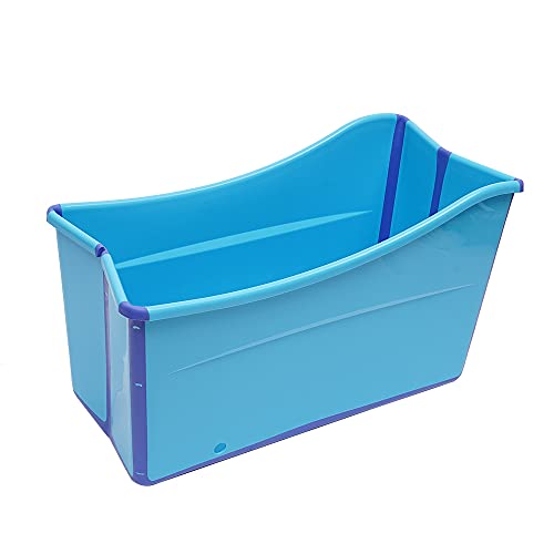 Vasca da bagno portatile pieghevole per adulti, vasca da bagno, vasca spa, 100 cm, vasca da bagno pieghevole, blu per doccia