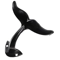 FUNNETOYU Iron Whale Tail Wall Hook Decorative Cast Iron Hanger for Towels Coats Keys Bags Compact Space Saving Black Mermaid Style
