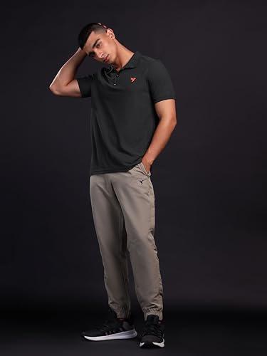 Image of TECHNOSPORT Men's Polyester Slim Fit Self-Design Short Sleeve Polo Matpiq T-Shirt with Anti Microbial, Techno Dry for Regular and Casual Use