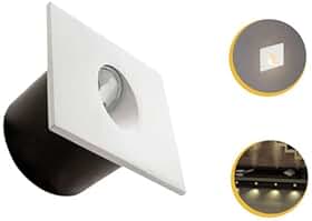 Kit 6 Balizador Led 3w Embutir Quadrado Parede Bco Quente (Branco - Preto)