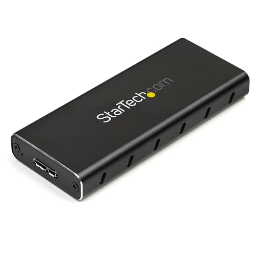 Image of StarTech M.2 SATA SSD Enclosure, USB 3.1 10Gbps, Aluminum (SM21BMU31C3) | For USB-C host, Cable included, USB 3.1 Gen 2, 30 to 80mm, SATA I /II /III, Ventilation, Aluminum