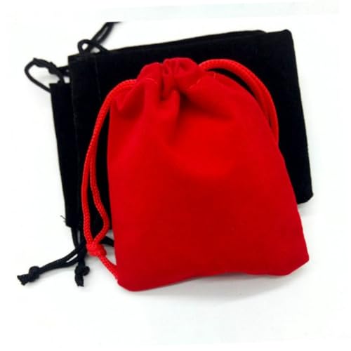 PERSELOSO 50個 赤色プラッシュ巾着袋 ジュエリー収納用 ラグジュアリードローストリングバッグ 結婚式やパーティー用 小物入れ兼用