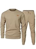 JMIERR Mens Knit Jacquard Outfits Track Suits 2 Piece Set Long Sleeve Pullover Sweatshirt & Running Joggers Sweatpants, Fall Tracksuit Sweatsuits Matching Lounge Sets, 2XL, Khaki