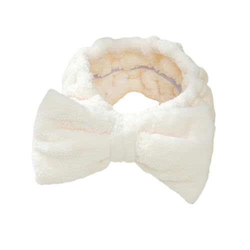 ヘアバンド 洗顔 優しくフィットする ヘアターバン ヘアキャップ メンズ レディース リボン 可愛い 洗顔用 お風呂 マイクロファイバー 1枚 ホワイト