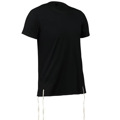 Sport Tzitzit Men Dry Fit T Shirt Round Neck, Kosher Tzitzis Breathable Moisture Wicking Athletic Workout Tee Mesh Undershit