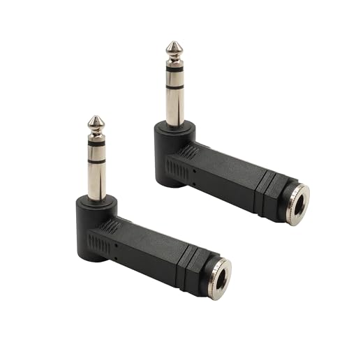 Adaptador estéreo ángulo 90° 6.35mm macho a hembra, 2 piezas miniatura 1