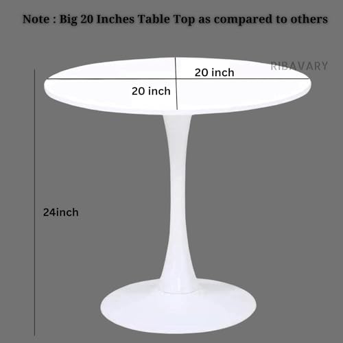 Image of Wooden Pedestal Table, Accent Bedside Table,Modern Coffee End Table for Living Room, Bedroom and Balcony with Round Design Table (White + Black)