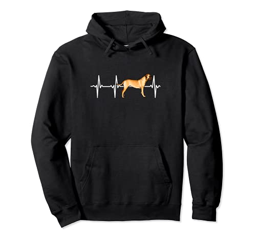 Bullmastiff Heartbeat Love My Dog Pullover Hoodie, Black