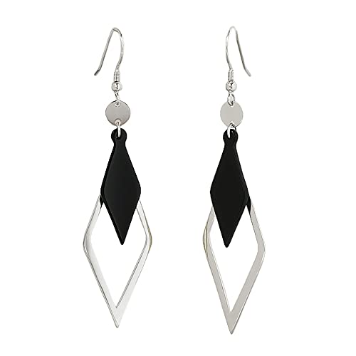 Boucles d'oreilles rhombus argent noir pour sublimer vos tenues