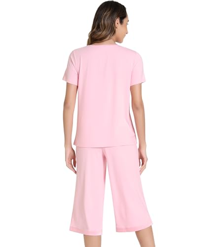 Image of NACHILA Bamboo Viscose Women's Pajamas Set Short Sleeve Pjs and Capri Pants | Soft like cloud,Breathable,Moisture wicking,Tagless
