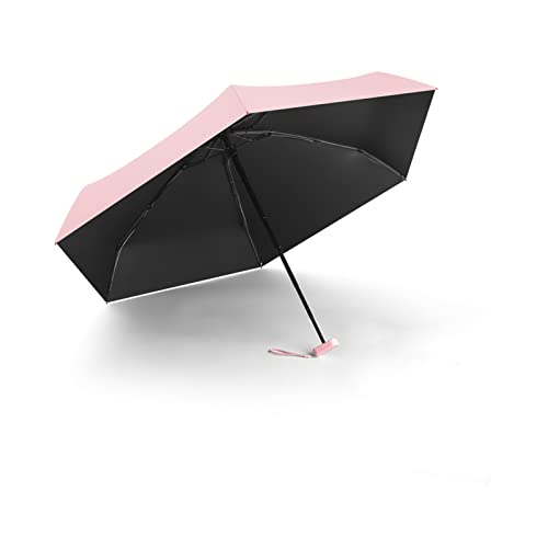 SMLJFO Sun&Rain Regenschirm, kompakt, winddicht, tragbar, UV-Schutz, Regenschirm, faltbar, Regenschirm, für Regen und UV-Schutz, für Damen und Herren, sechsfach gefaltet, 6 Rippen, rose, 14 cm Cover