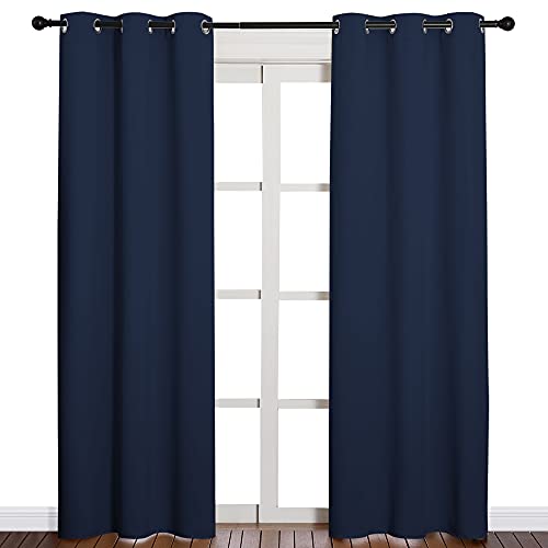 Image of NICETOWN Window Treatment Energy Saving Thermal Insulated Solid Grommet Blackout Curtains /Drapes for Living Room (Navy, 1 Pair, 42 by 84-Inch)