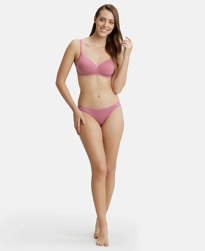 Image of Jockey FE23 Women's Wirefree Padded Super Combed Cotton Elastane Stretch Medium Coverage Multiway Styling T-Shirt Bra with Detachable Straps