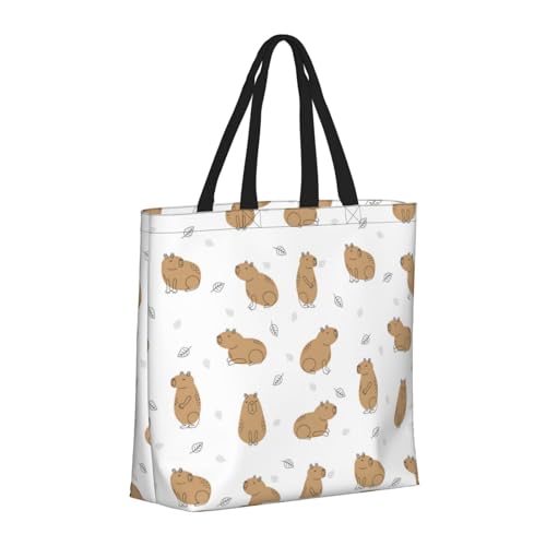 Buewutiry Large Tote Bag For Women - Reusable The Tote Bag With Zipper, Beach Bags For Women, Capybaras White Mom Bag For Mom Suitable For Hospital Beach Travel Shopping
