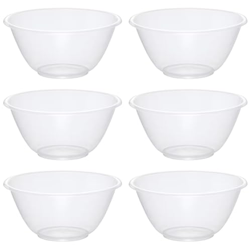 Image of eMKay® Set of 6 Clear 15cm Mixing Bowls – 1L BPA-Free Plastic Prep Bowls for Kitchen, Baking, Salad & Snack Use – Stackable, Lightweight & Food-Safe – Microwave & Dishwasher Friendly