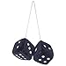 Retro Hanging Dice for Car Mirror - Black and White Nostalgic 80's Fuzzy Plush Accessories (Set of 2)