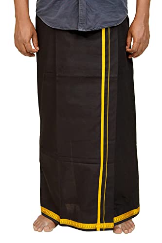 Image of TUNI MANI Men's Polycotton Temple Wear Dhoti with Angavastharam Towel