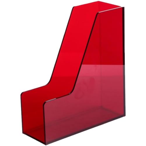 Lamanttアクリルファイルフォルダ、ファイルラック、デスクファイルバスケット、ファイルラック、ファイルフレーム、収納ボックス、棚、新聞ラック、半透明プラスチックファイルボックス、ワイドファイルボックス、デスクトップ本棚、文房具収納 (クラレット)