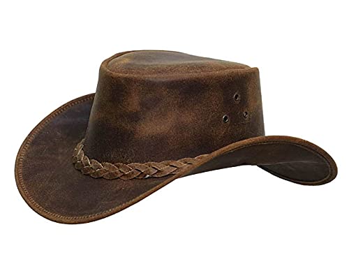 Chapeau haut-de-forme cowboy cuir véritable noir fait main