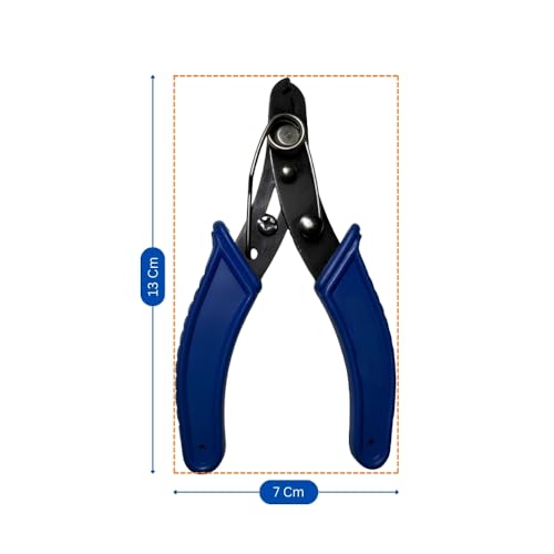 Image of Wire Stripper and Cutter, Chromium-Vanadium Alloy Steel, Ergonomic Rubber Handle, Spring-Loaded Locking Mechanism, Blue and Black, 13x7 Cm