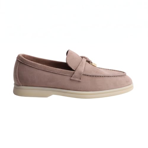 Image of Women's Summer Charms Suede Loafers - Premium Sheepskin Unlined Upper,Classic or Styles with Metal Detail for Casual, Office, Travel & All Day Wear