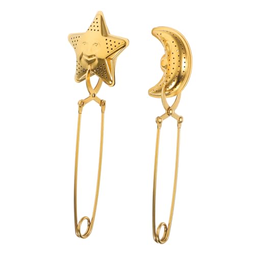 TOYZFRIENDY Moon and Star Shaped Tea Infuser Tongs Stainless Steel Tea Strainer with Handle for Home Brewing 2pcs Set