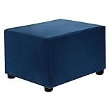 QUARKZMAN Dehnbare Hockerabdeckung Rechteckig Quadratische Hockerhülle Mit Gummizug Für Hocker Wohnzimmer Schlafzimmer Passend Für Länge 50-76cm / 19.69-29.92 S-Groß Marineblau