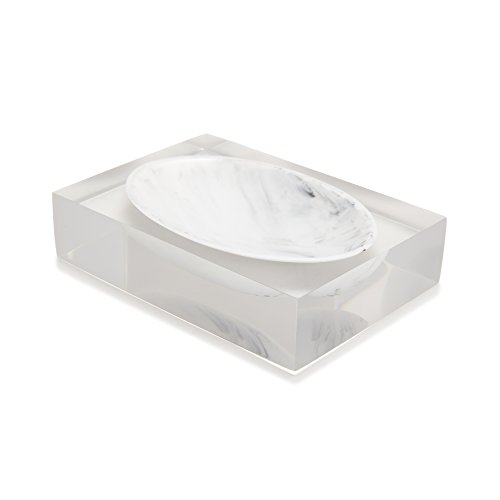 Kassatex Ducale Soap Dish, White/Black #TOP27