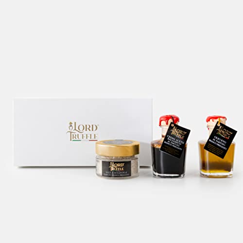Lord Truffle | Luxus-Geschenkset: 1 italienisches EVO-Öl mit weißem Trüffel 100 ml, Maldon-Salzflocken mit weißem Trüffel 60 g, Balsamico-Essig mit weißem Trüffel 100 ml Cover
