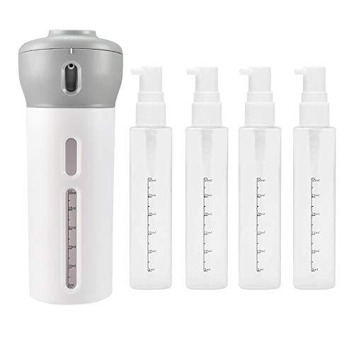 Preisvergleich Produktbild Freeorr 4-in-1-Reiseflaschen-Set, auslaufsichere Reisespenderflaschen-Toilettenartikel... für Reiselotionshampoo, nachfüllbares Reiseflüssigkeits- / Lotionsbehälter-Kit- Grau