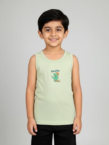 Image of KiddoPanti Boys 100% Cotton Vest Pack of 3 | Cotton 1x1 Rib Knit Sleeveless Innerwear | Soft & Breathable Kids Vest