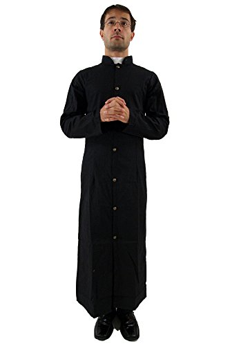 Party/Fancy Dress/Halloween Men Costume Priest Father Cleric Preacher Saint Excorcist Size large M/50 (EU)/40 (UK)/40 (US) (peluca)
