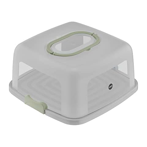 Emsa K32670 Prep&Bake Kuchenaufbewahrungsbox rechteckig 37x33 cm | praktischer Tragegriff | sicheres Öffnen/Schließen | Schneidevorrichtungen | Kühlschrankgeeignet | spülmaschinenfest | Grün Cover