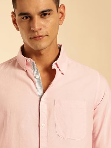 Image of Thomas Scott Men's Premium Slim Fit 100% Cotton Casual Shirt | Button-Down Collar | Full Sleeves | Solid Shirt for Men