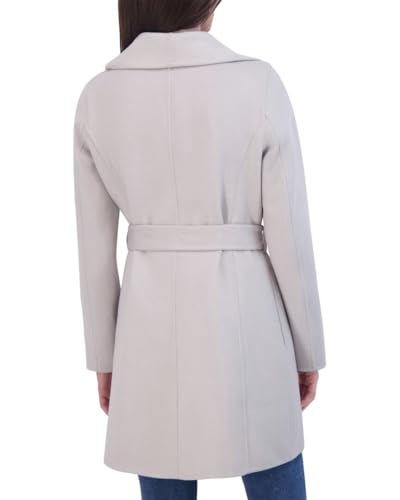 Image of TAHARI Women's Double-faced Luxury Soft Wool Blend Peacoat- Wrap Wool Coat With Removable Belt