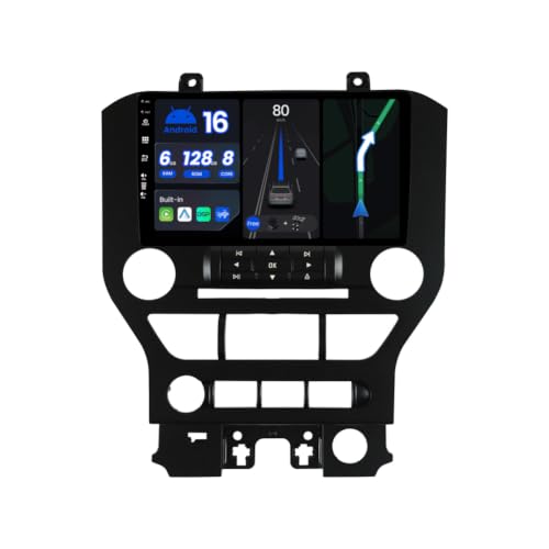 BXLIYER - [6G+128G] - Android 16 - Autoradio für Ford Mustang (2015-2020) - Kabellos CarPlay/Android Auto - LED Kamera + MIC - IPS 9 Zoll 2 Din - DAB Lenkradsteuerung Fast-Boot 360-CAM WiFi DSP 4G